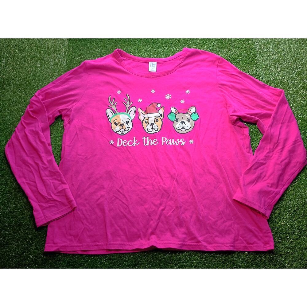 Sleep Chic Hot Pink 2X 'Deck the Paws' Holiday T-Shirt